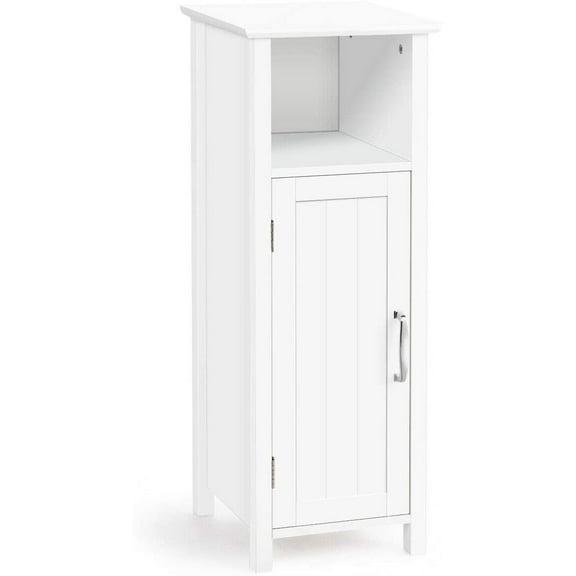 Giantex Bathroom Floor Cabinet, Free Standing Side Storage Cabinet with Single Door & Adjustable Inner Shelf, Equipped with Anti-toppling Fitting, 12 x 12 x 31.5 inches (White)