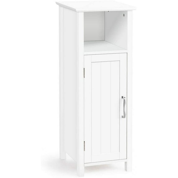 Giantex Bathroom Floor Cabinet, Free Standing Side Storage Cabinet with Single Door & Adjustable Inner Shelf, Equipped with Anti-toppling Fitting, 12 x 12 x 31.5 inches (White)
