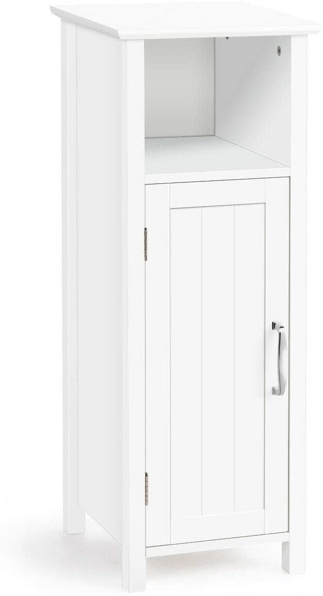  Giantex Slim Bathroom Storage Cabinet - 71” Tall Narrow Floor Cabinet  Cupboard with 2 Doors, 5 Adjustable Shelves, 1 Drawer, Anti-Tipping Device,  Thin Linen Tower Cabinet for Living Room (1, White) : Home & Kitchen