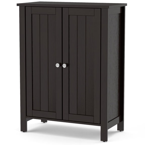 Giantex Bathroom Floor Cabinet, Freestanding Side Storage Cabinet with Double Doors and Adjustable Shelves, 23.5 x 12 x 31.5 inches (Brown)
