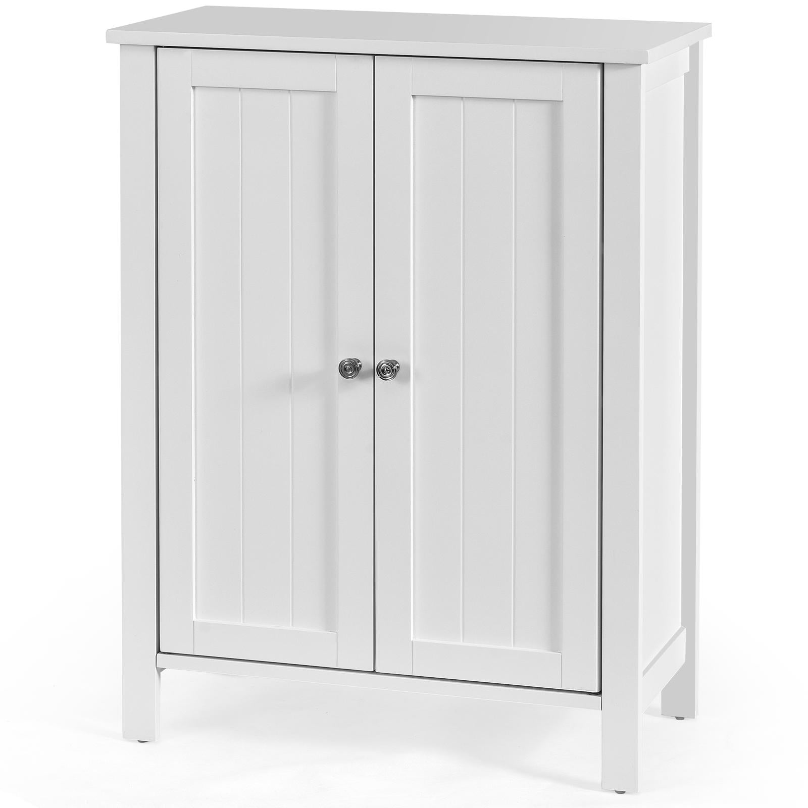 White Wooden Living Room Cabinet with Adjustable Shelving