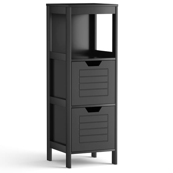 Giantex Bathroom Floor Cabinet, Wooden Free Standing Side Storage Cabinet with Two Removable Drawers for Flexible Storing, Suitable for Bathroom, Living Room, Bedroom, 12 x 12 x 35 inches