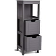 thumbnail image 1 of Giantex Bathroom Floor Cabinet, Wooden Free Standing Side Storage Cabinet with Two Removable Drawers for Flexible Storing, Suitable for Bathroom, Living Room, Bedroom, 12 x 12 x 35 inches, 1 of 7