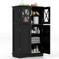 thumbnail image 1 of Giantex Bathroom Floor Storage Cabinet, Freestanding Linen Cabinet w/3 Adjustable Shelves, Black, 1 of 9