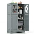 thumbnail image 1 of Giantex Bathroom Floor Storage Cabinet, Freestanding Linen Cabinet w/3 Adjustable Shelves, Grey, 1 of 9