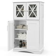 thumbnail image 1 of Giantex Bathroom Floor Storage Cabinet, Freestanding Linen Cabinet w/3 Adjustable Shelves, White, 1 of 7
