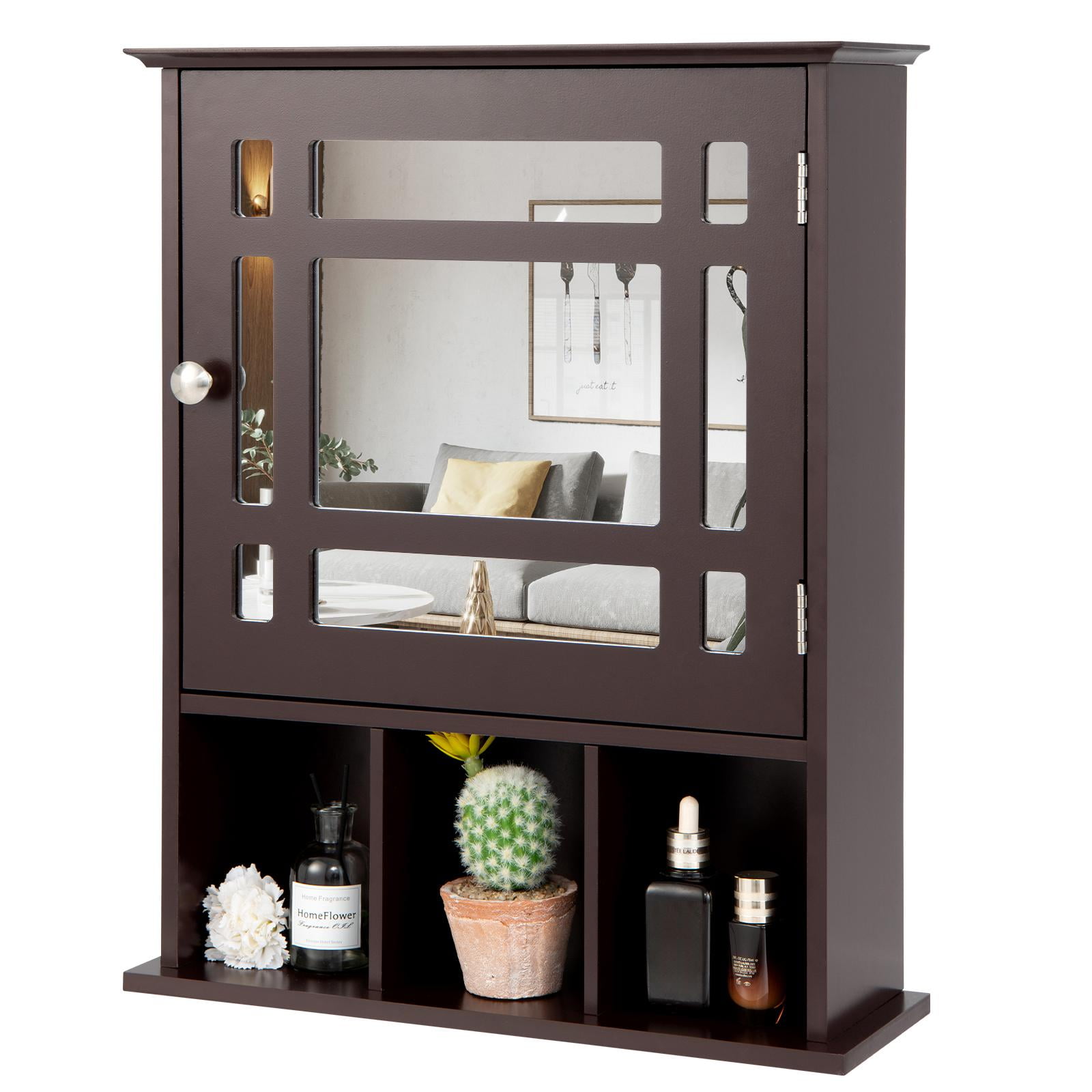 Giantex Bathroom Medicine Cabinet with Mirror, Wall Mounted Hanging Storage  Organizer with Adjustable Shelf, Mirrored Storage Cabinet for Indoor  Bathroom (Grey) 