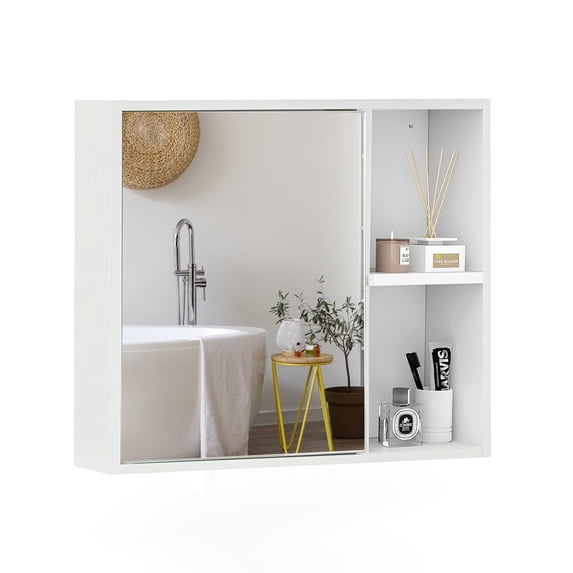 Giantex Bathroom Medicine Cabinet with Mirror, Wall Mounted Storage Cabinet, Space Saver for Bathroom, White