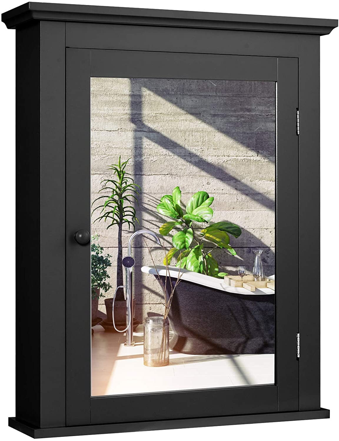 Giantex Wall Mounted Bathroom Mirror Cabinet, Storage with Adjustable Shelf, 22x6x27.5in (Black ...