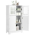 thumbnail image 1 of Giantex Bathroom Storage Cabinet w/Adjustable Shelf, Freestanding Wooden Floor Anti-toppling Device, Pantry Tempered Glass Doors for Kitchen Dining Room & Livingroom, 1 of 10