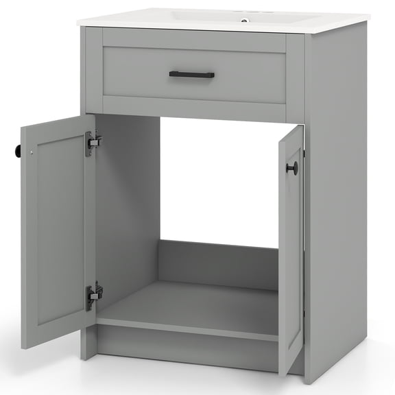 Giantex Bathroom Vanity w/Sink, Undermount Cabinet, Base Cabinet Combo Set, Freestanding Floor Unit