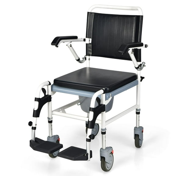 Giantex Bedside Commode Chair, Wheelchair w/Detachable Bucket for Bathroom, Bedroom, Ward