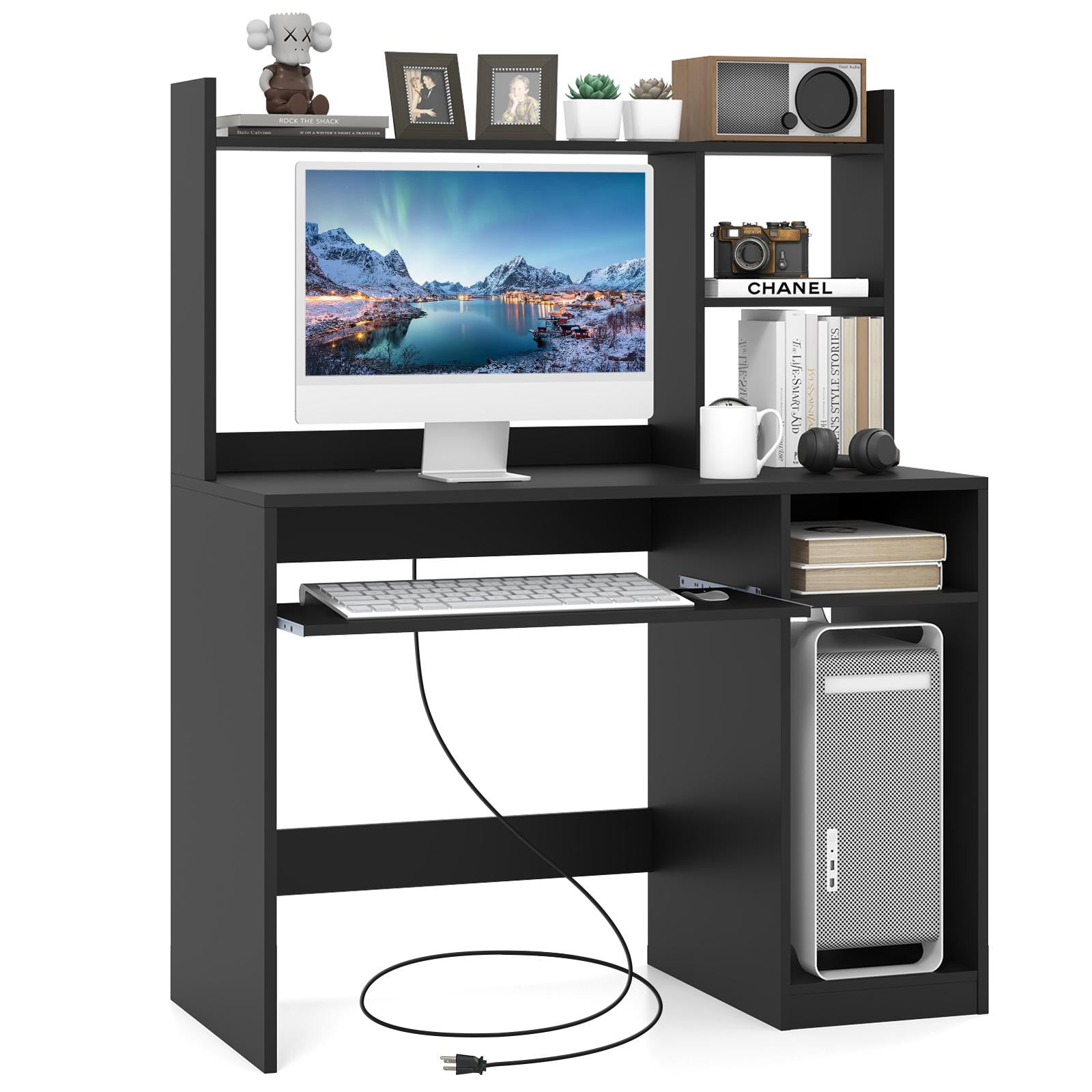 Giantex Bookshelf & Computer Desk, Study Writing Storage, Laptop Table ...