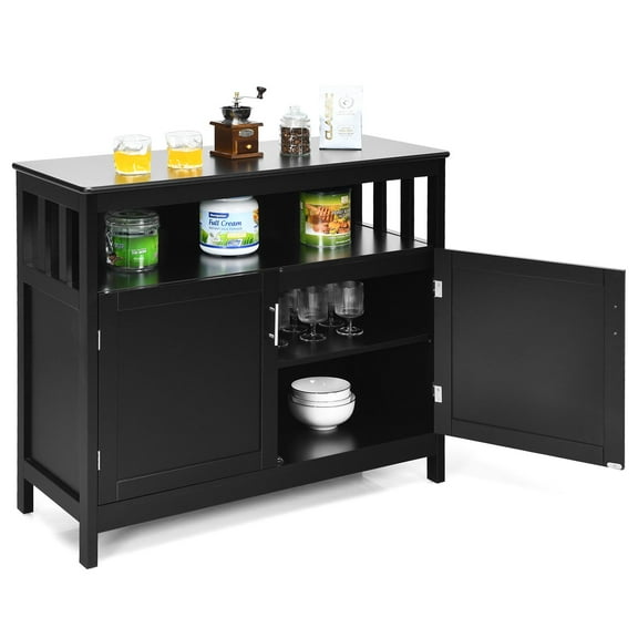 Giantex Buffet Bar Cabinet w/Storage, Five-Position Adjustable Shelf, Wine Cabinet Sideboard for Kitchen, Dining Room or Living Room, Black