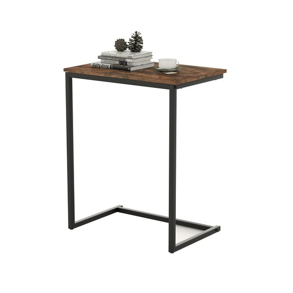 Giantex C Shaped End Table, Slide-Under Couch Table for Laptop Coffee Snack