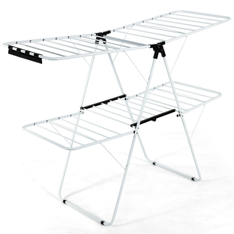 2-Tier Clothes Drying Rack Folding Laundry Stand with Adjustable