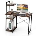 thumbnail image 1 of Giantex Computer Desk, Modern Study Writing Table w/ 4-Tier Storage Shelves & X-Shaped Frame, Home Office Workstation, Brown, 1 of 8