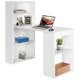 thumbnail image 1 of Giantex Computer Desk w/Bookcase, 48” Modern Compact Writing Desk, Reversible Study Workstation for Home, Office & Dorm, Easy Assembly, White, 1 of 10