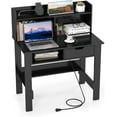 thumbnail image 1 of Giantex Computer Desk w/Hutch, Home Office Desk w/Power Outlets & USB Ports, Modern Laptop PC Table, Black, 1 of 8