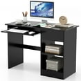 thumbnail image 1 of Giantex Computer Desk w/Keyboard Tray, Home Office Desk w/Cable Hole, Study Desk, Modern Writing Workstation, Black, 1 of 8