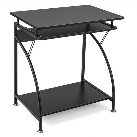 Giantex Computer Desk with Pullout Keyboard Tray, Laptop Writing Table Workstation, Compact Home Office Study Furniture with Bottom PC Tower Shelf