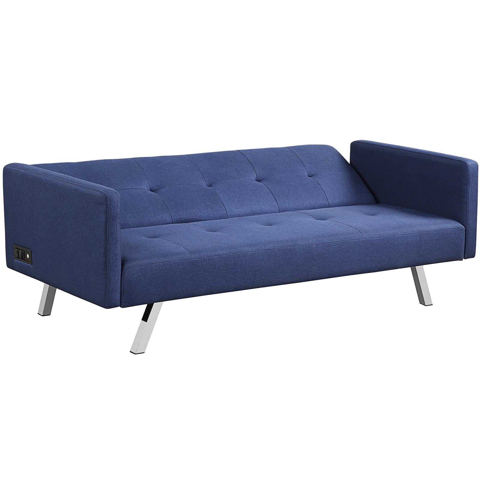 Giantex Convertible Futon Sofa, Modern 3 Seat Sofa Bed with USB and