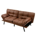 thumbnail image 1 of Giantex Convertible Sofa Bed, Memory Foam Futon Bed w/Adjustable Backrest & Armrests, Upholstered Folding Couch Sleeper for Small Space, Brown, 1 of 10