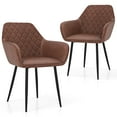 thumbnail image 1 of Giantex Dining Chair Set of 2, Upholstered PU Leather Armchair w/Curved Backrest, Wide Seat, Modern Accent Chairs, Brown, 1 of 6
