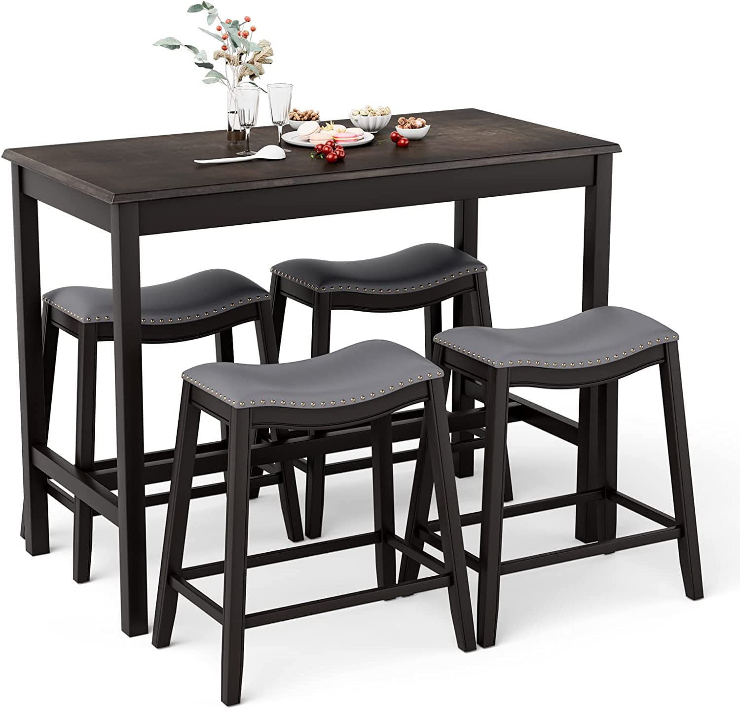 Giantex Dining Table Set for 4, Kitchen Counter Height Table w/ 4 ...