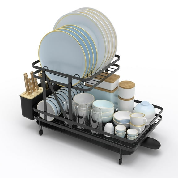 Giantex Dish Drying Rack, Large Capacity Dish Drainer w/Removable Drip Tray & 360 Swivel Spout