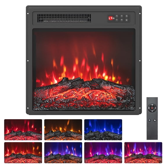 Giantex Electric Fireplace Insert, 18" Recessed Fireplace Heater w/ Adjustable Flame Colors