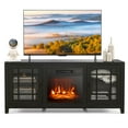 thumbnail image 1 of Giantex Electric Fireplace TV Stand, TV Console w/Adjustable Flame & Shelves, Farmhouse Media Entertainment Center, Black, 1 of 7