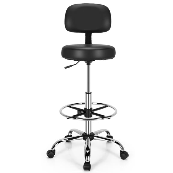 Giantex Black Drafting Chair with Backrest and Footring, Adjustable Height 29 to 37 in