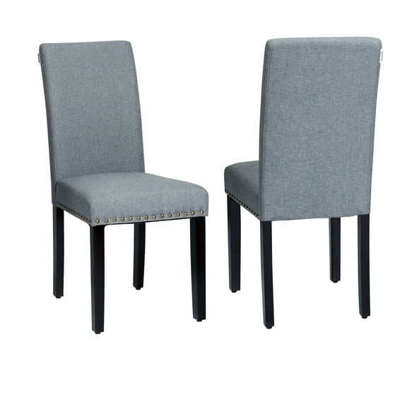 Giantex Fabric Dining Chairs Upholstered Nailhead Trim,Wood,Sponge,Linen Fabric,Home, Restaurant and Cafe use