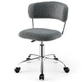 thumbnail image 1 of Giantex Faux Fur Low Back Swivel Leisure Chair, Rolling Armless Vanity Chair w/Galvanized Steel Frame for Home Office, Gray, 1 of 10