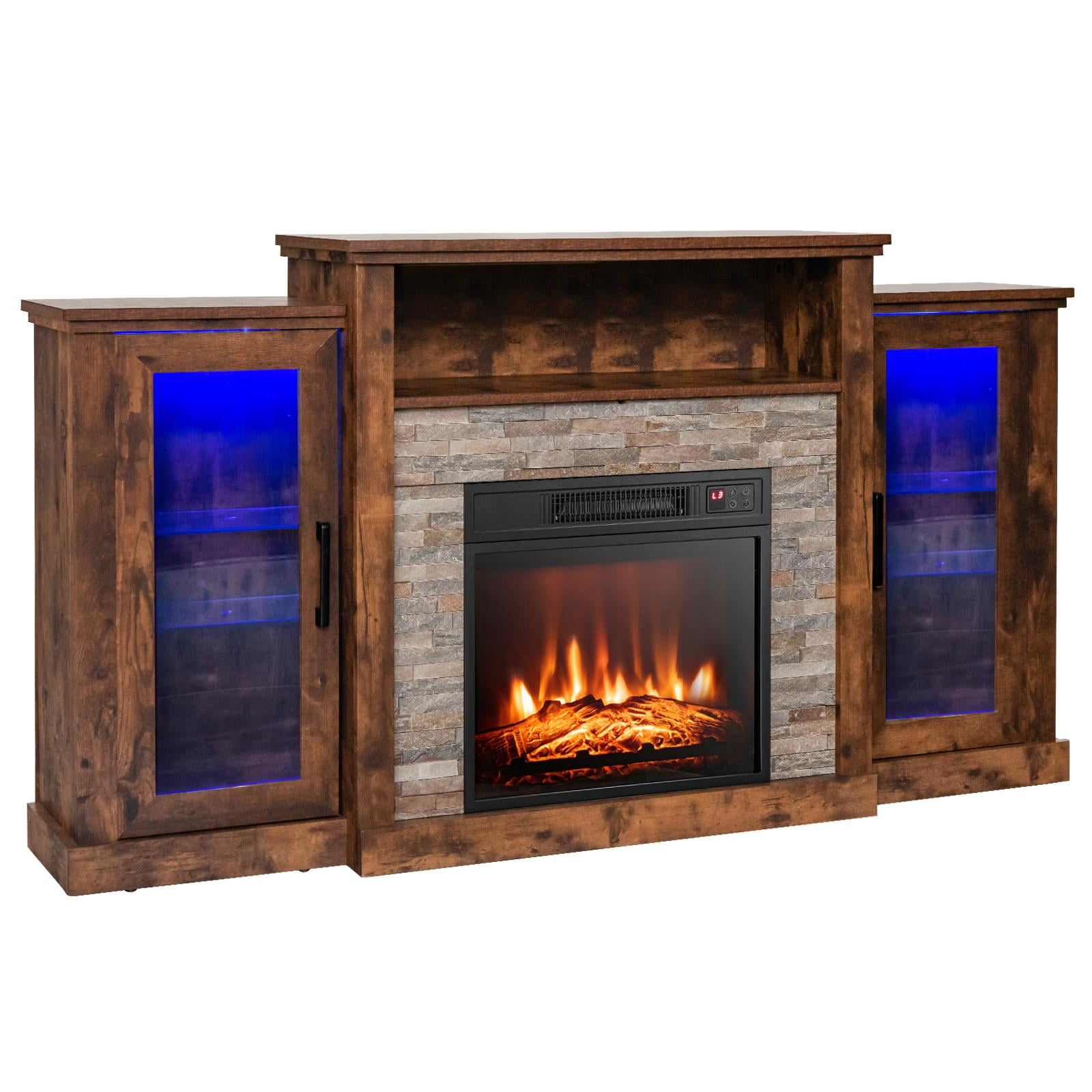 Giantex Fireplace TV Stand w/LED Lights & Smart APP Control for TVs up