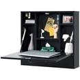 thumbnail image 1 of Giantex Floating Desk, Small Wall-mounted Computer Desk w/ Storage Drawer & Shelves, Convertible Writing Desk w/ Fold-up Desktop for Home Office Dormitory Small Spaces, Black, 1 of 10