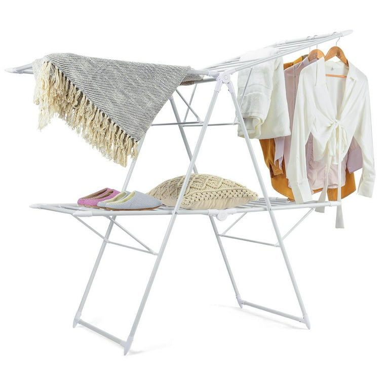 Giantex Foldable Clothes Drying Rack, Garment Hanger with Adjustable Gullwing, Free Standing Laundry Rack for Clothes Shoes Quilts, Stainless Steel Clothing Shelf for Indoor & Outdoor Use - Walmart.com Giantex Foldable Clothes Drying Rack, Garment Hanger with Adjustable Gullwing, Free Standing Laundry Rack for Clothes Shoes Quilts, Stainless Steel Clothing Shelf for Indoor & Outdoor Use - Walmart.com