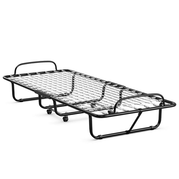 Giantex Folding Bed with Memory Foam Mattress, Portable Bed Cot Size with Metal Frame and Wheels for Adults, Rollaway Guest Bed for Home and Office, Made in Italy
