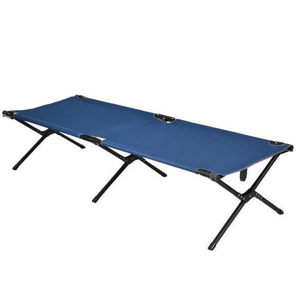 Giantex Folding Camping Cot, Portable Folding Bed w/Steel Frame Oxford Fabric, Lightweight Single Person Sleeping Bed for Indoor Outdoor Use, Blue