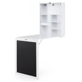 thumbnail image 1 of Giantex Folding Desk, Wall Mounted Fold Out Desk w/Storage Shelves & Hooks, Floating Corner Desk for Small Spaces, White, 1 of 6