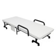 thumbnail image 1 of Giantex Folding Guest Bed, Single Bed with with Mattress and Heavy Duty Metal Frame, Adjustable Folding Sleeper Bed with Storage Bag, Portable Sleeper Bed with Wheels for Home, Office, Outdoor (White), 1 of 8