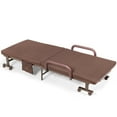 thumbnail image 1 of Giantex Single Steel Folding Guest Bed with Mattress and Storage Bag, Brown, 1 of 8