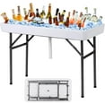 Giantex Folding Ice Table with Drain, 4 ft Portable Cooler Table with ...