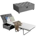 thumbnail image 1 of Giantex Folding Ottoman Sleeper Chair, Convertible Guest Sofa Lounge, Grey, 1 of 10