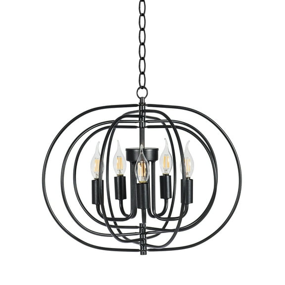 Giantex Folding Rotatable Chandelier, 5 Lights Ceiling Lamp, Metal Pendant Chandelier