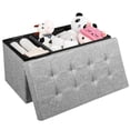 thumbnail image 1 of Giantex Folding Storage Ottoman Bench, Fabric Footrest w/ Removable Storage Bins & Padded Seat, Toy Storage Organizer Chest Box,  Light Grey, 1 of 10