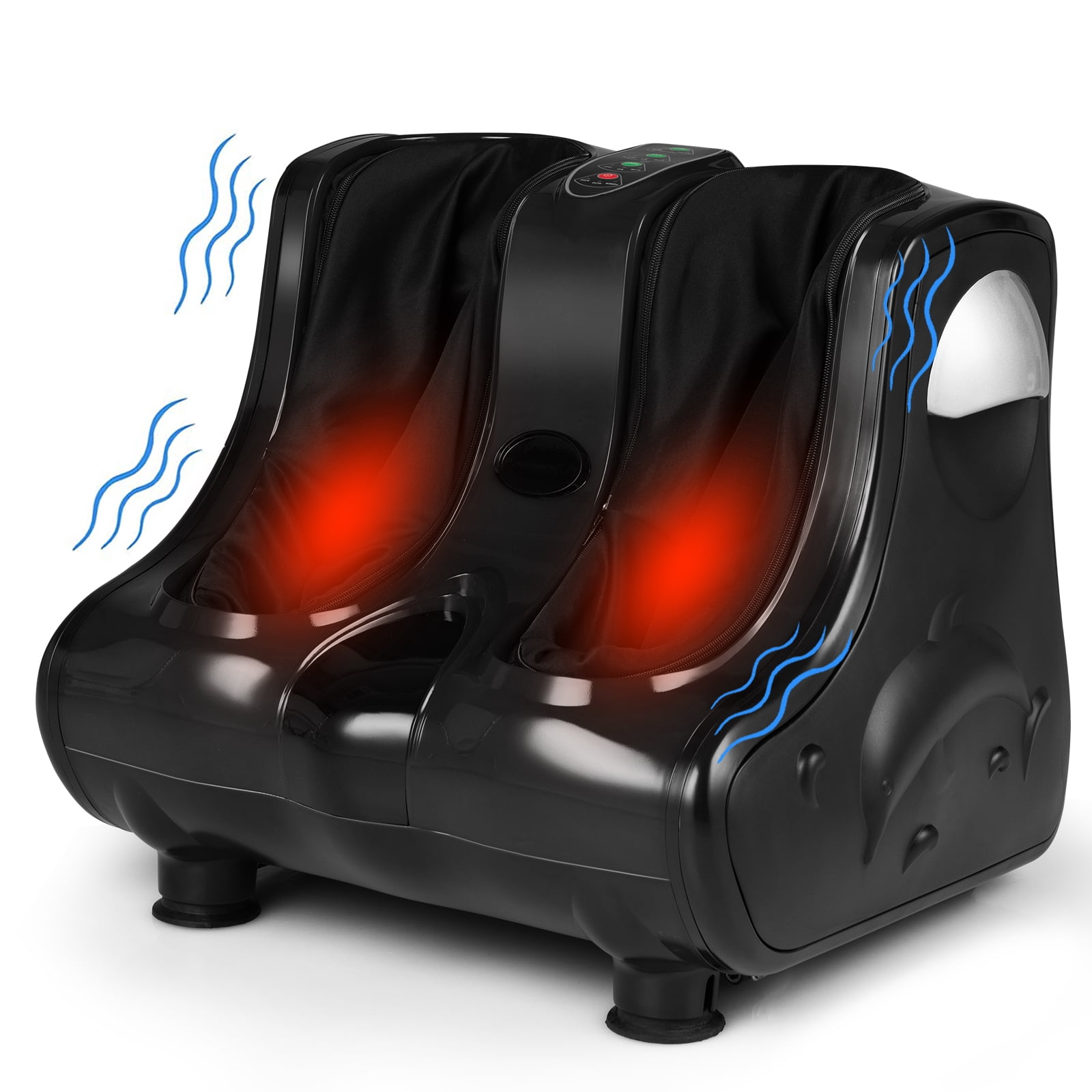 Giantex Foot & Calf Massager, Shiatsu Heated Electric Foot Massager W/ Heating, Deep Kneading & Washable Sleeves, Leg Massager for Relaxation, Foot Pain Relief, Black