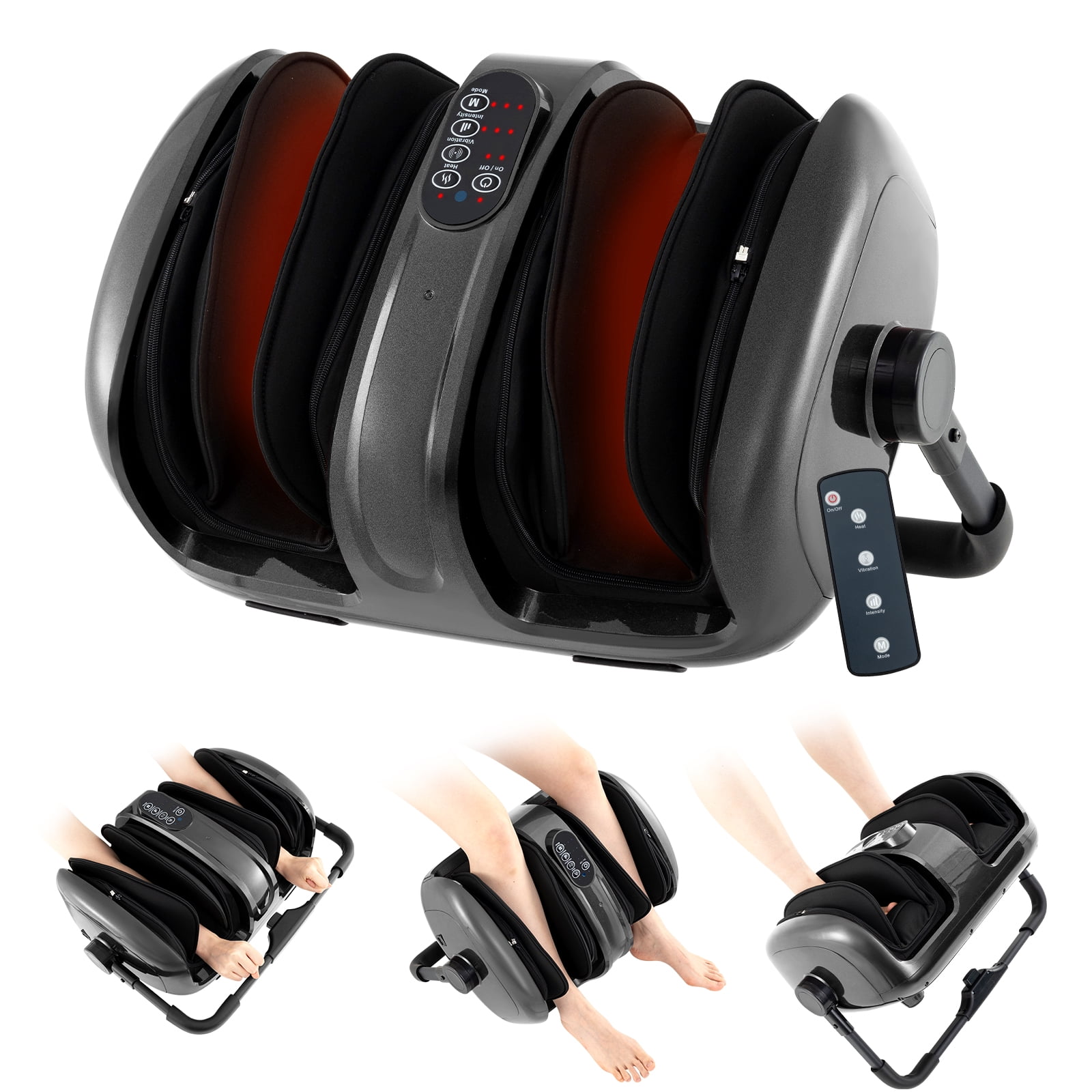 Giantex Foot & Calf Massager w/Heat, Deep Kneading Shiatsu Massager Machine, Gifts for Elder Men Women, Grey