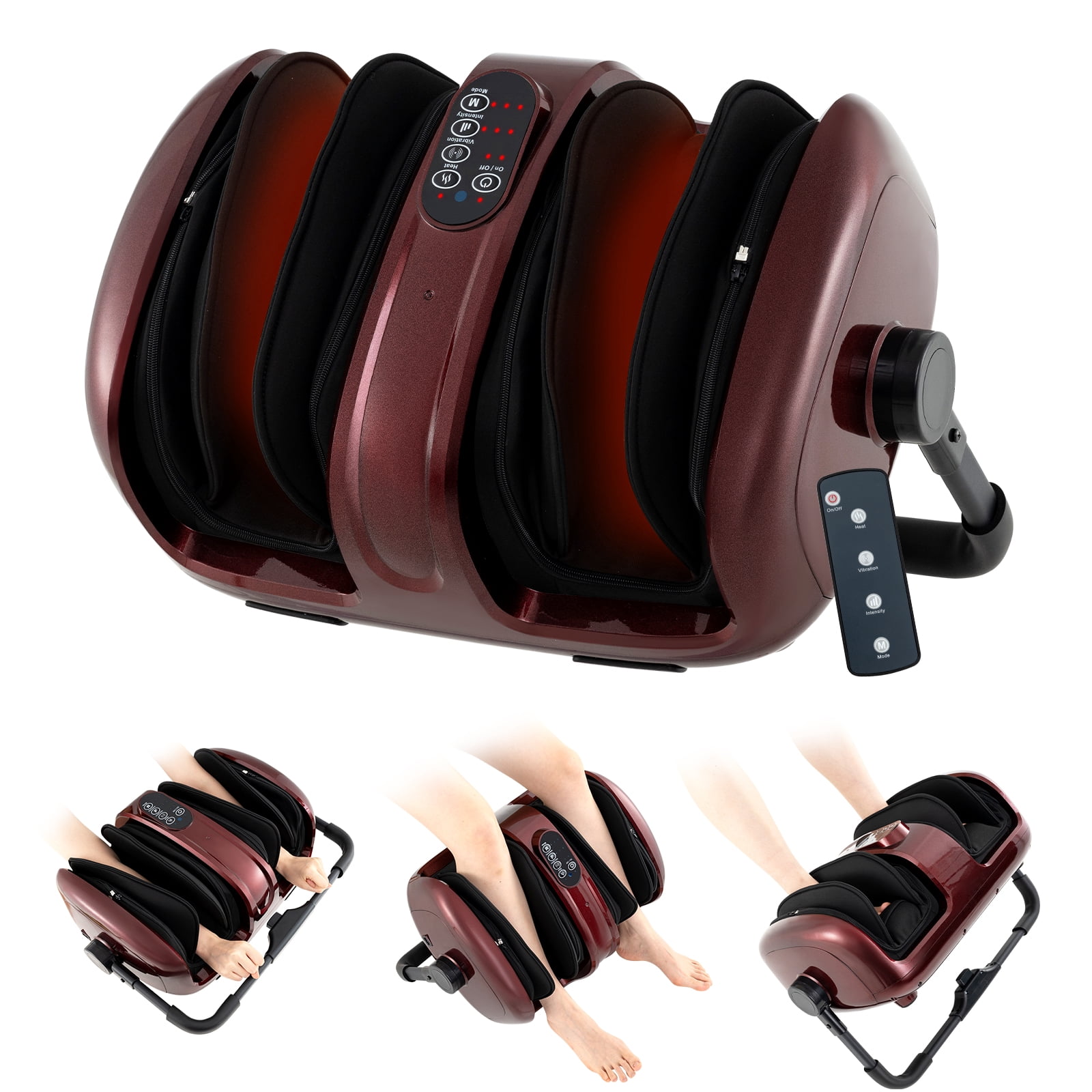 Giantex Foot & Calf Massager w/Heat, Deep Kneading Shiatsu Massager Machine, Gifts for Elder Men Women, Red